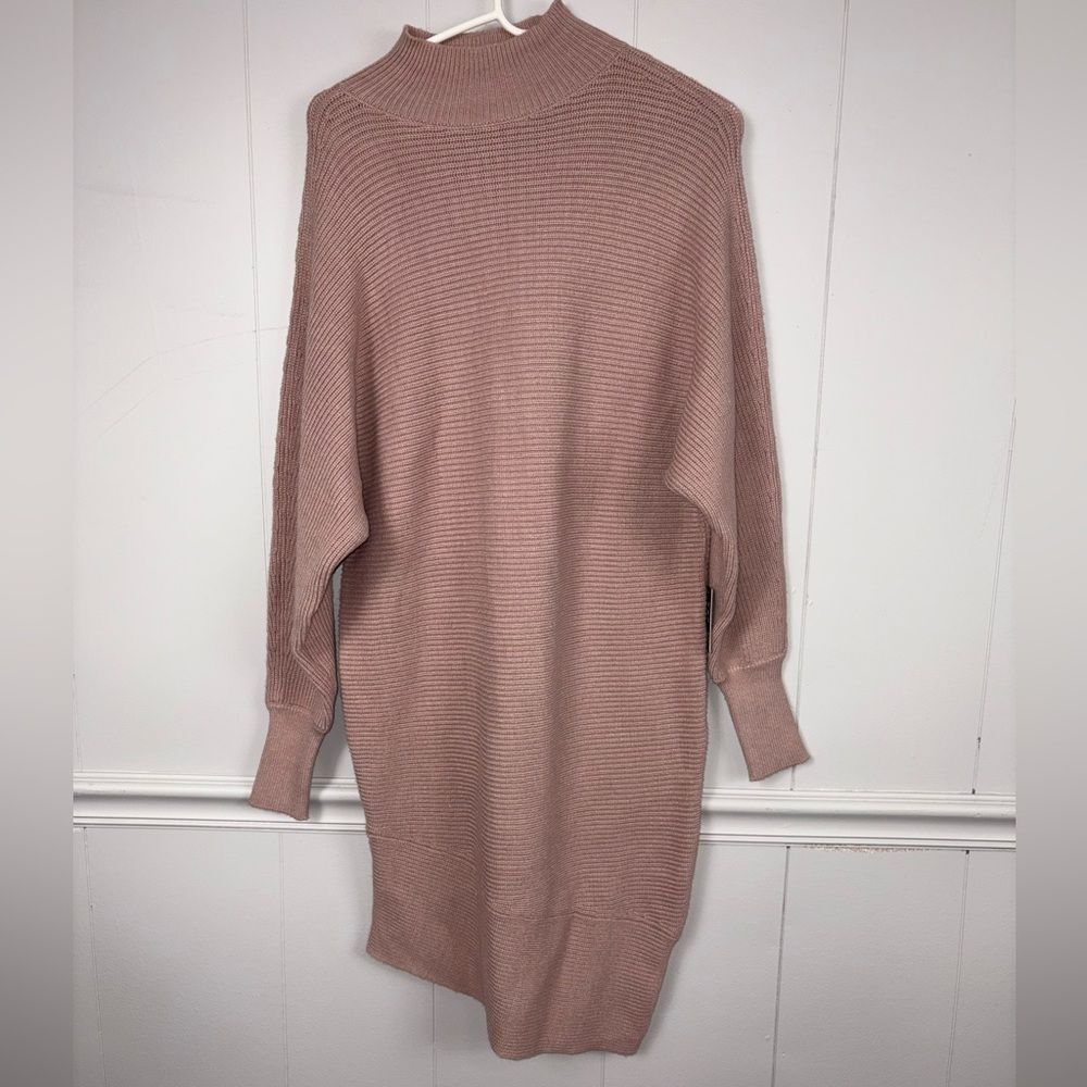 NWT Express Pink Ribbed Sweater Dress Small Cozy Fall Stretch Winter Warm Casual